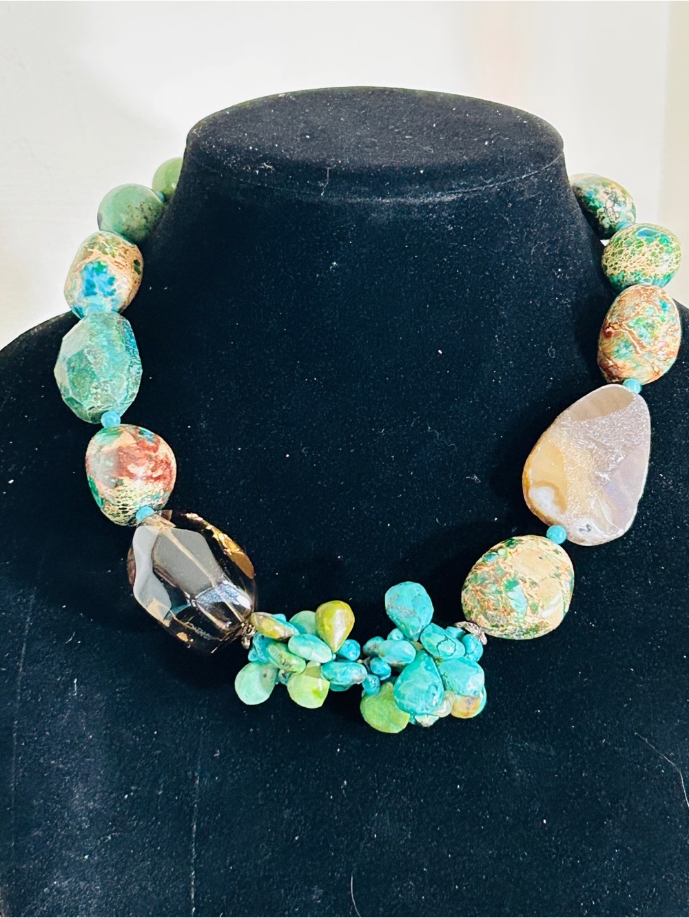 Turquoise Cluster Stone Necklace